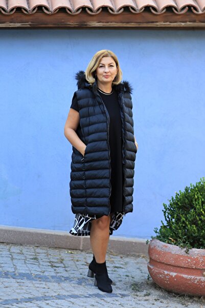 GLR&GYM October Women's Large Size Black Puffer Vest