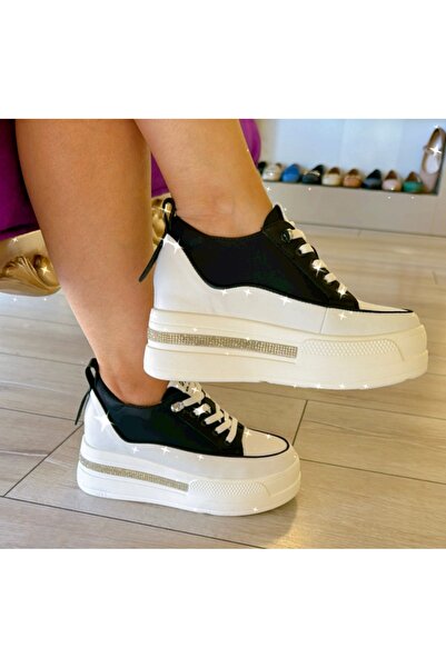 KRISTE BELL Beyaz içten dolgulu taşlı spor ayakkabı