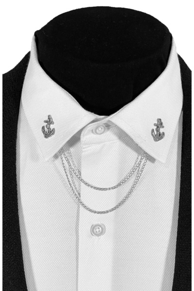 BLC Basic Line Co. Çapa Şeklinde Gri Renk Metal Zamak Gömlek Yaka Iğnesi Yaka...