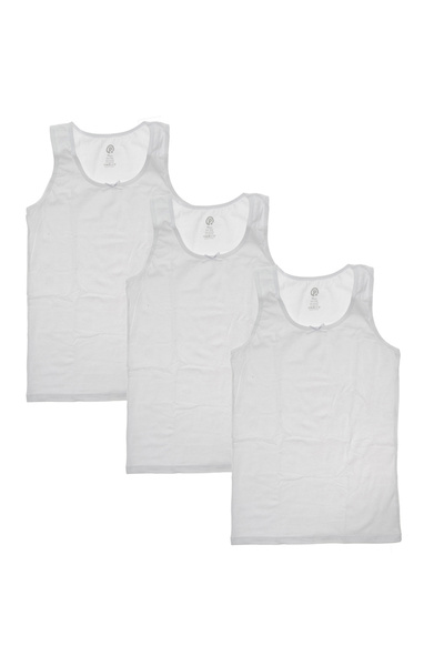 Panço Kız Çocuk Askılı 3'lü Beyaz Atlet - İç Giyim