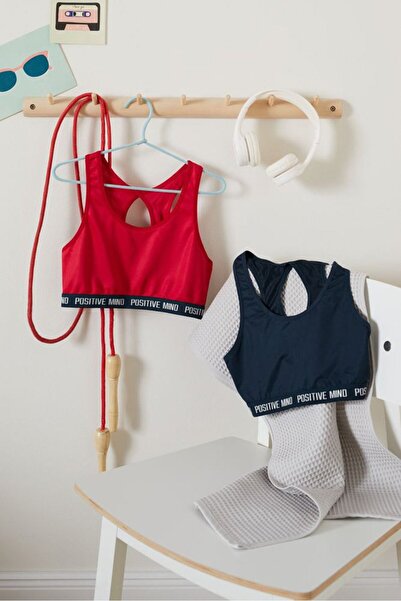 Tchibo Kids Girl 2 Pieces Sportswear Fit Embroidered Sports Bra, Navy, White