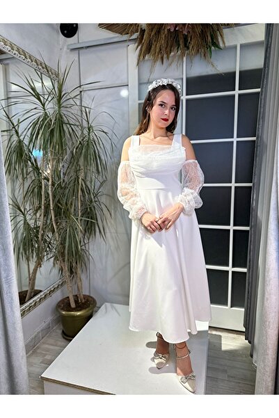 Abiye's nikah elbisesi  NİŞAN SÖZ İSTEME BEYAZ ELBİSE EVDEN ÇIKMA AFTER PARTİ DÜĞÜN