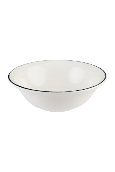 Bonna Retro Gourmet 12 Adet 18 cm 700 cc Siyah Kenar Çizgili Porselen Çorba Kase