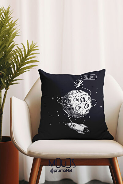Moud's Double Sided Printed Astronaut Fine Patterned Single Throw Pillow Case