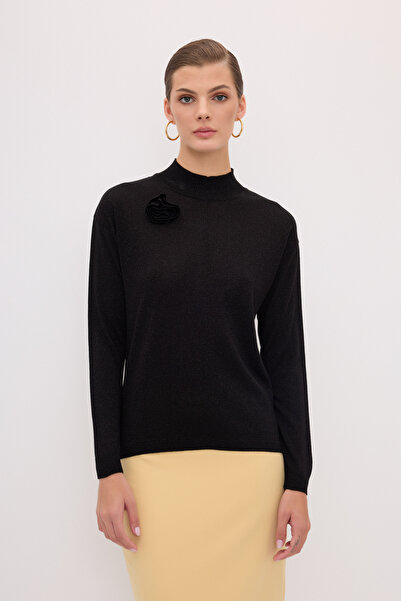 adL Çiçek Detaylı Triko Kazak