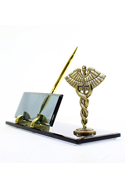 Art Online Doktor Eczacı Veteriner  Psikolog Hemşire Cam Kalemli Krom Kaplama Tıp Sembollü Masa İsimlik