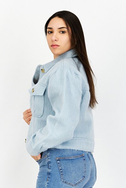 NA-KD Women Textured Puffer Jacket, Blue