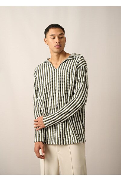 Rocqerx R-5842 Капюшонний кенгуру з кишенями та смужками, трикотажний світшот