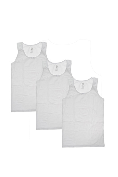 Panço Kız Çocuk Askılı 3'lü Beyaz Atlet - İç Giyim