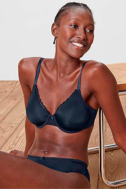 Tchibo حمالة صدر نسائية سادة بدون سلك وبدون بطانة، لون أزرق داكن