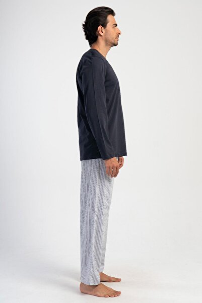 VİENETTA Costum de pijama pentru bărbați cu mânecă lungă, antracit C8T5N2O304