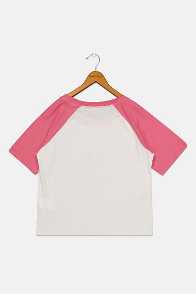 Roxy Kids Girl Crew Neck Short Sleeve Graphic Top, Pink/white Combo