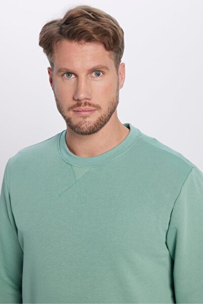 Tudors Unisex Oversize Wide Cut βαμβακερό βασικό πράσινο φούτερ με λαιμόκοψη