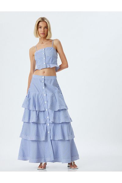 Koton melis Ağazat - Long Bell Skirt with LayereD RuFFles anD Buttons