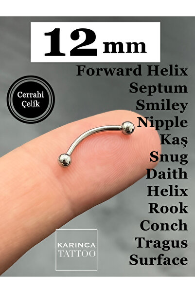 Karınca Piercing İlk Delim Şiş Kulak Kaş Snug Helix Tragus Nipple Septum Daith Conch Rook Büyük Uzun 12 Mm Piercing