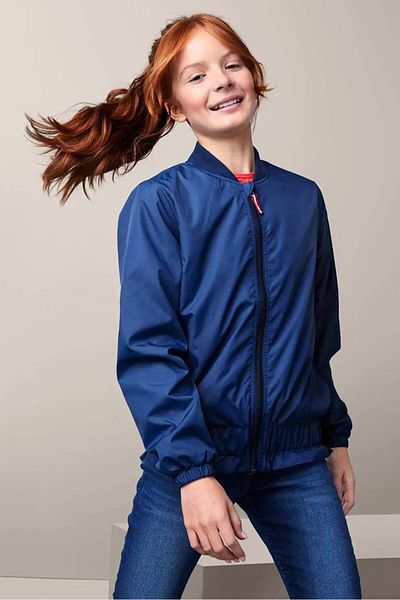 Tchibo Kids Girl V-neckline Full Zip Bomber Jacket, Blue
