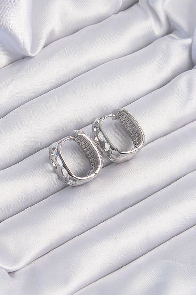 Skygo Silver Colored Zircon Cubic Zirconia Brass Hoop Earrings - Tj-bkp9201