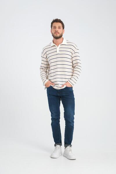 Rocqerx R-5839 Поло з довгими рукавами та смужками