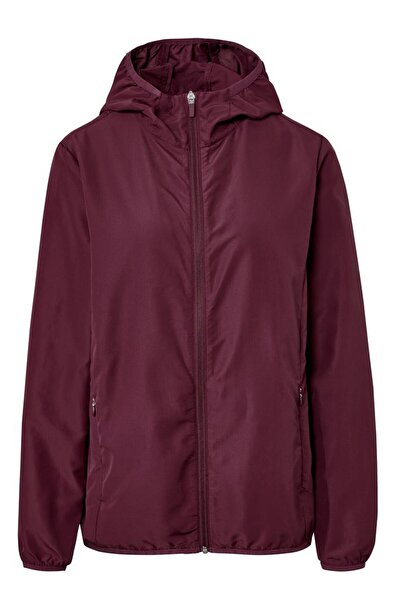Tchibo Women Plain Windbreaker Jacket, Maroon