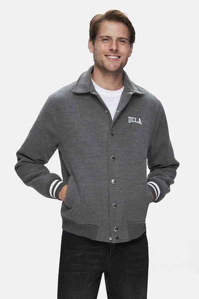 UCLA Keane Dark Gray Stamped College Jacket with Snap Fasteners Standard Fit Men's Jacket