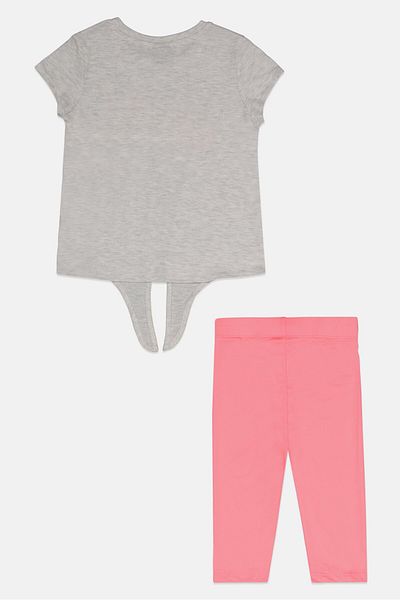 Puma Kids Girl2 Pieces Sportswear Fit Brand Logo Jersey Set, Grey/pink
