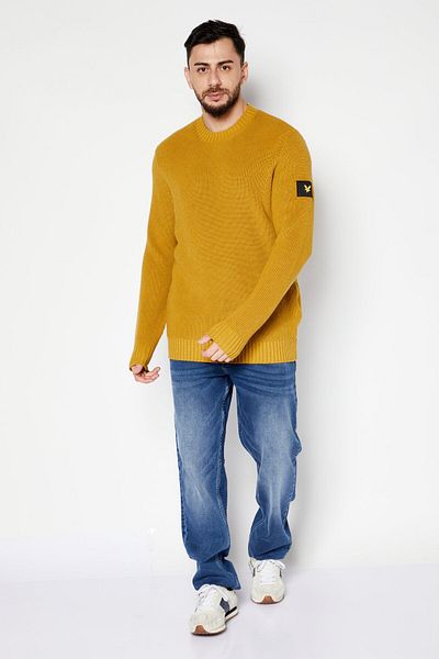 Lyle & Scott Men Crew Neck Knitted Sweater, Yellow