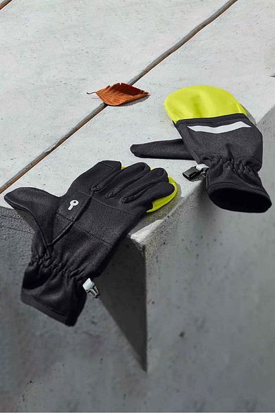 Tchibo Unisex 1,pair Running Gloves, Black And Lime