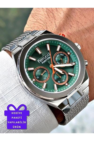 Ferrucci Silver Color Straw Cord Men's Wrist Watch (2 Years Warranty, Waterproof)