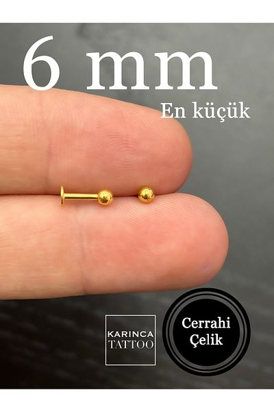 Karınca Piercing Gold Color Ear Tragus Flat Forward Helix Conch Snug Nose 6 Mm Shortest Piercing