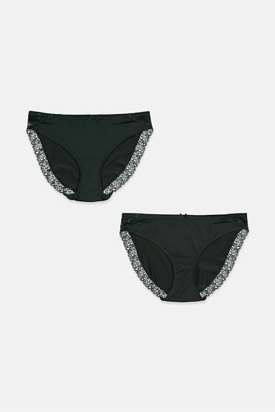 Tchibo Women 2 Piece Jazz Cut Briefs, Dark Green