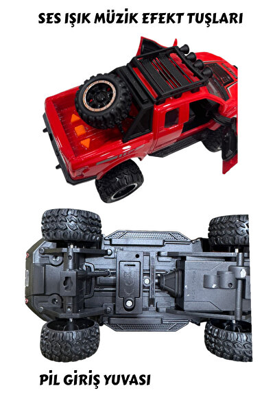YILDIRIM OYUNCAK Sürtmeli Sesli Işıklı Müzikli Off-Road Lüks Araba 18 cm - Açılabilir Kapılar Off Road Araba