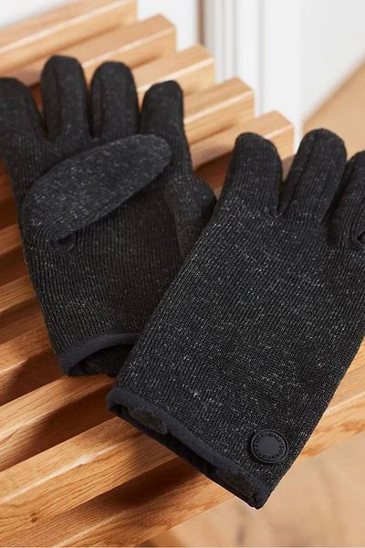 Tchibo Women Knitted Fleece Gloves, Heather Grey