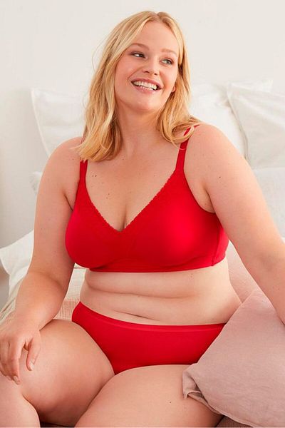 Tchibo Women Unlined Non Padded Soft Bra, Red