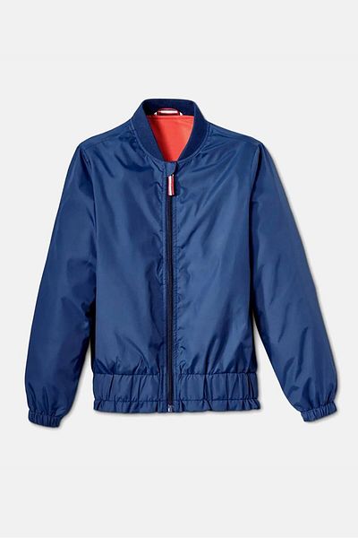 Tchibo Kids Girl V-neckline Full Zip Bomber Jacket, Blue