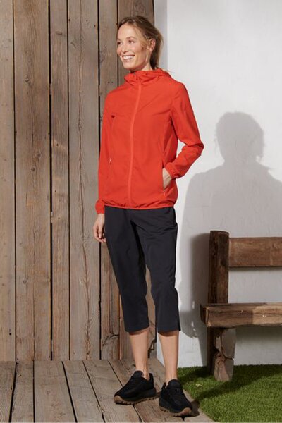 Tchibo Women Solid Packable Windbreaker Jacket, Orange