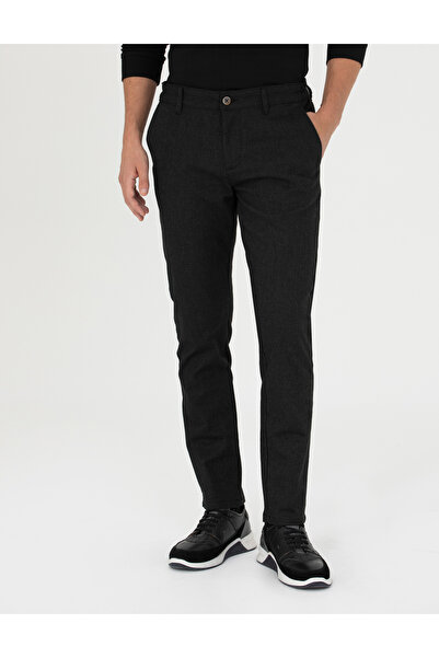 Pierre Cardin Siyah Slim Fit Beli Lastikli Kanvas Pantolon 50278461-VR046
