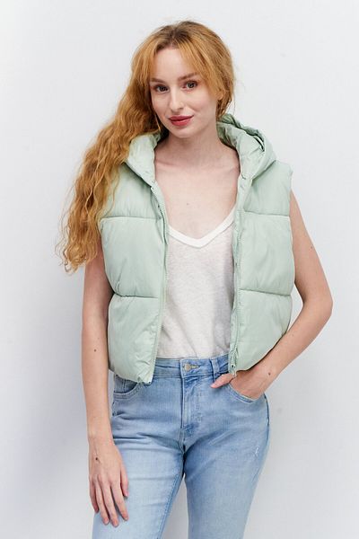 NA-KD Women Quilted Puffer Vest, Sage