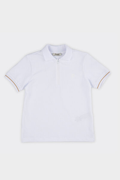 Panço Unisex Çocuk Kısa Kollu Beyaz Polo Yaka Tişört