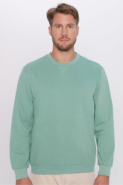 Tudors Unisex Oversize Wide Cut βαμβακερό βασικό πράσινο φούτερ με λαιμόκοψη