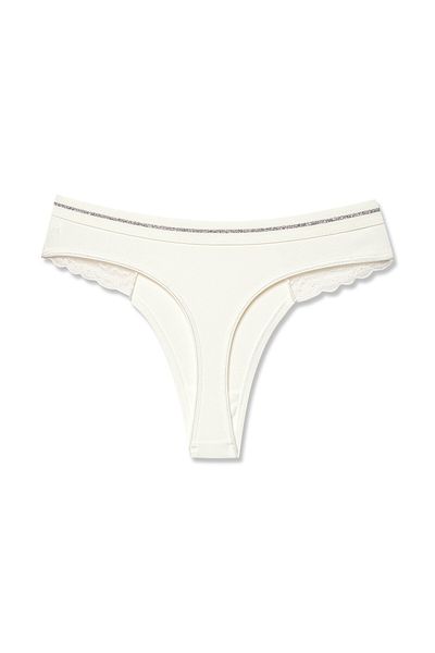 HNX Interlock Basen Lace Λεπτομερές γυναικείο στρινγκ εσώρουχο από καουτσούκ με λάμψη στη μέση