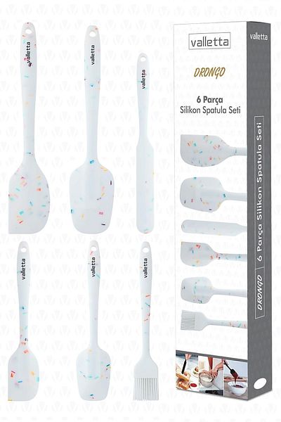 valletta Set de spatule din silicon alb Drongo 6 piese - rezistente la căldură, ignifuge și antiaderente
