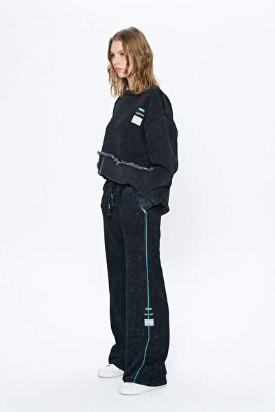 Quzu Black Wide Leg Tracksuit - Antique Detailed