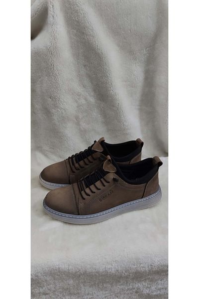 ÇİĞDEM KUNDURA Real Nubuck Leather Tied Rubber - Sand Color Ανδρικά παπούτσια Crocus