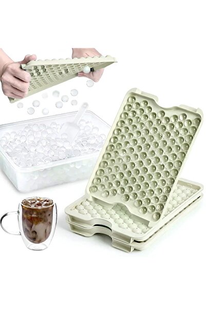 valletta Pumo Vanilya 124 Bölmeli Kapaklı Küre Buz Kalıbı Dondurma Kalıbı Buz Saklama Kabı Sunumluk