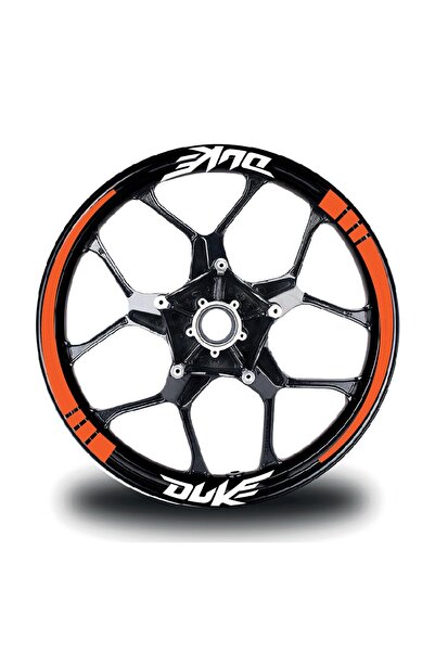 Motiker Duke Yazılı Uzun Üçgen Kesim KTM Şerit Jant Sticker Etiket Modeli (Tu...