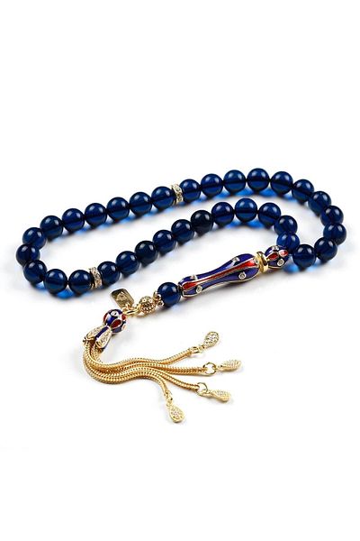 TESBİHCİBABA Ankle Length Special Design Sapphire Drop Amber Prayer Beads