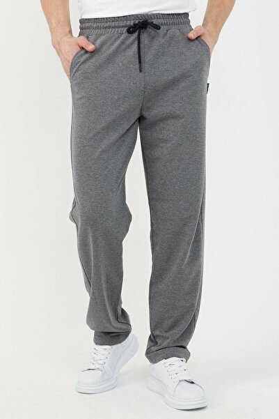 mmetalic Pánské antracitové tepláky uvolněného střihu s rovnými nohama