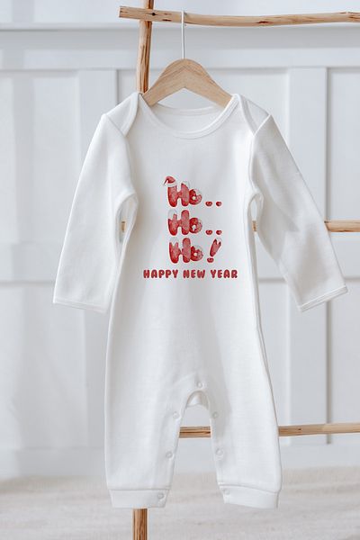 Lilabio 100% Organic Cotton Long Sleeve Christmas Themed Baby Romper
