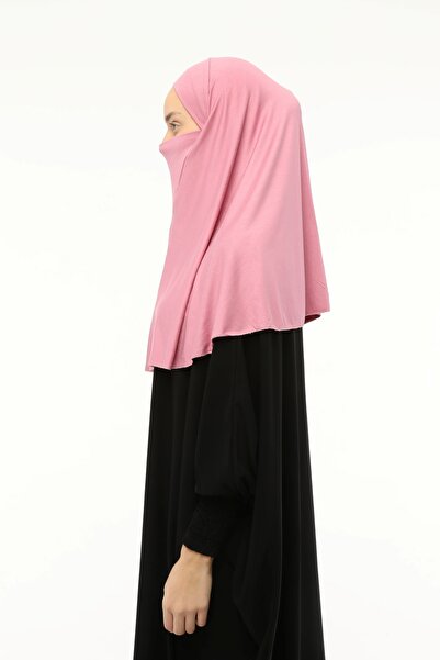 Altobeh Έτοιμο τουρμπάνι με πέπλο πρακτικό κασκόλ Hijab Hijab Nikaplı - Σουφλέ πανί προσευχής (XL) - Σκούρο ροζ