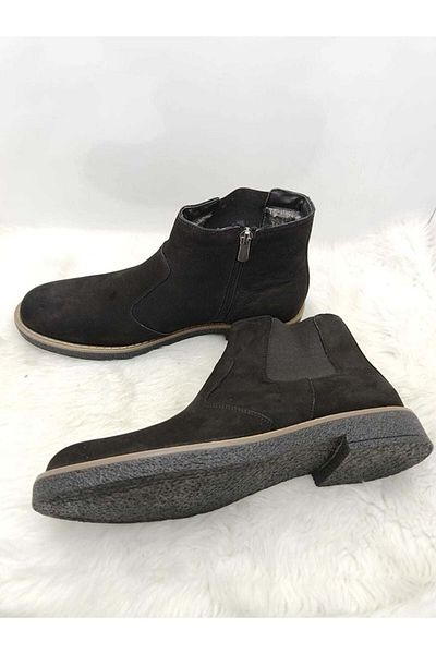 GAMZE Μαύρες δερμάτινες ανδρικές μπότες Nubuck - Μάρκα Crocus